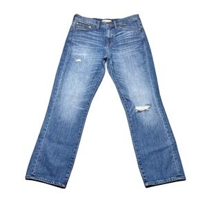 Madewell Straight Crop Jeans Women Size 29x28 Blue Distressed Denim